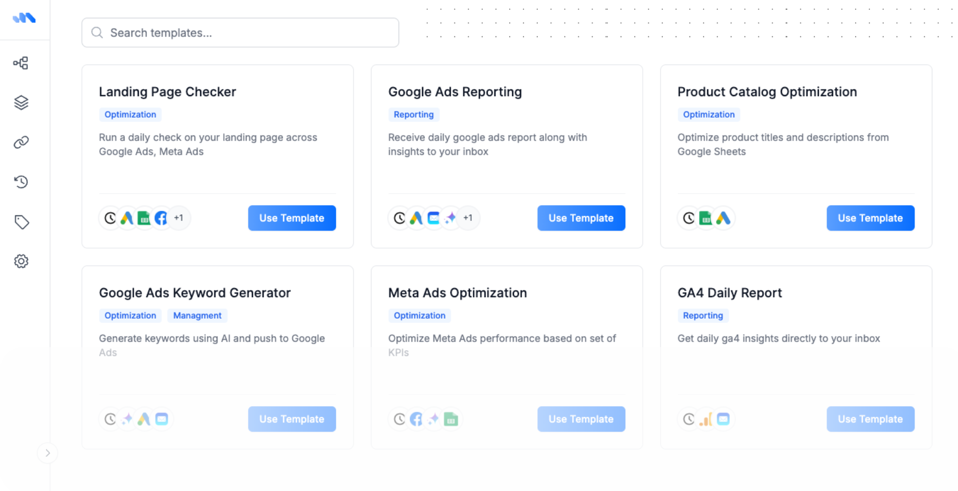 Marketing workflow templates