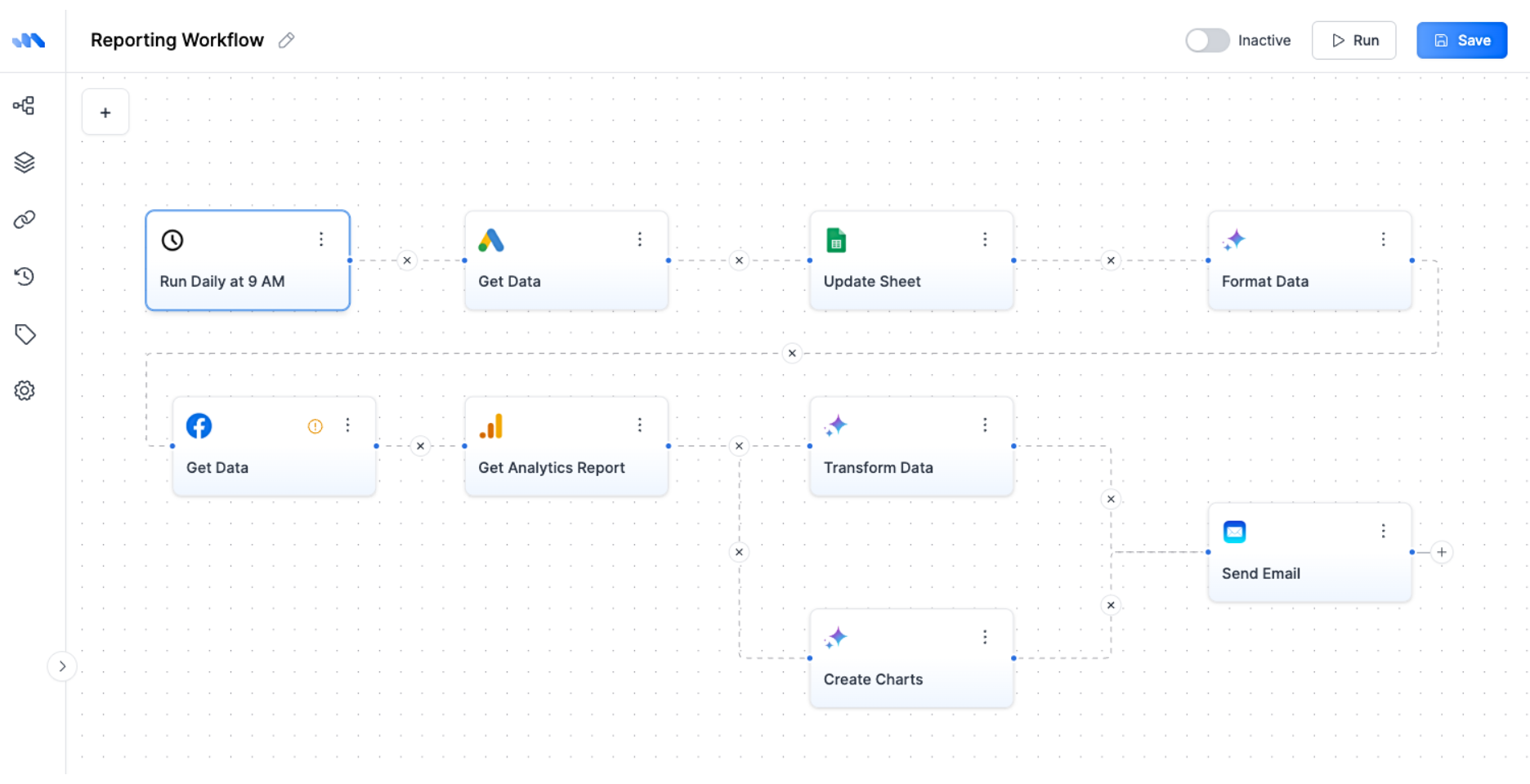 Visual workflow builder interface